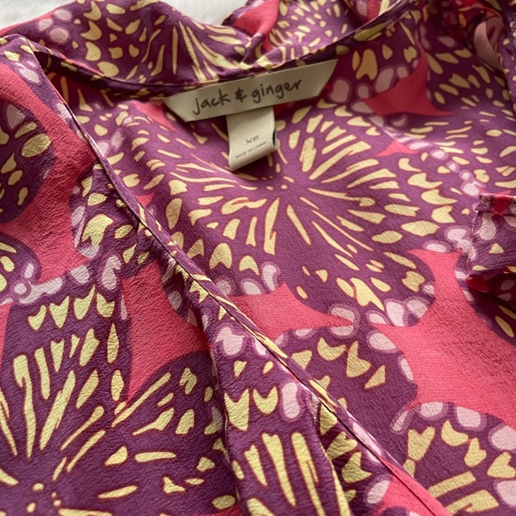 Jack & Ginger Silk Print Ruffle Blouson Lucy Dress - Picture 4 of 4